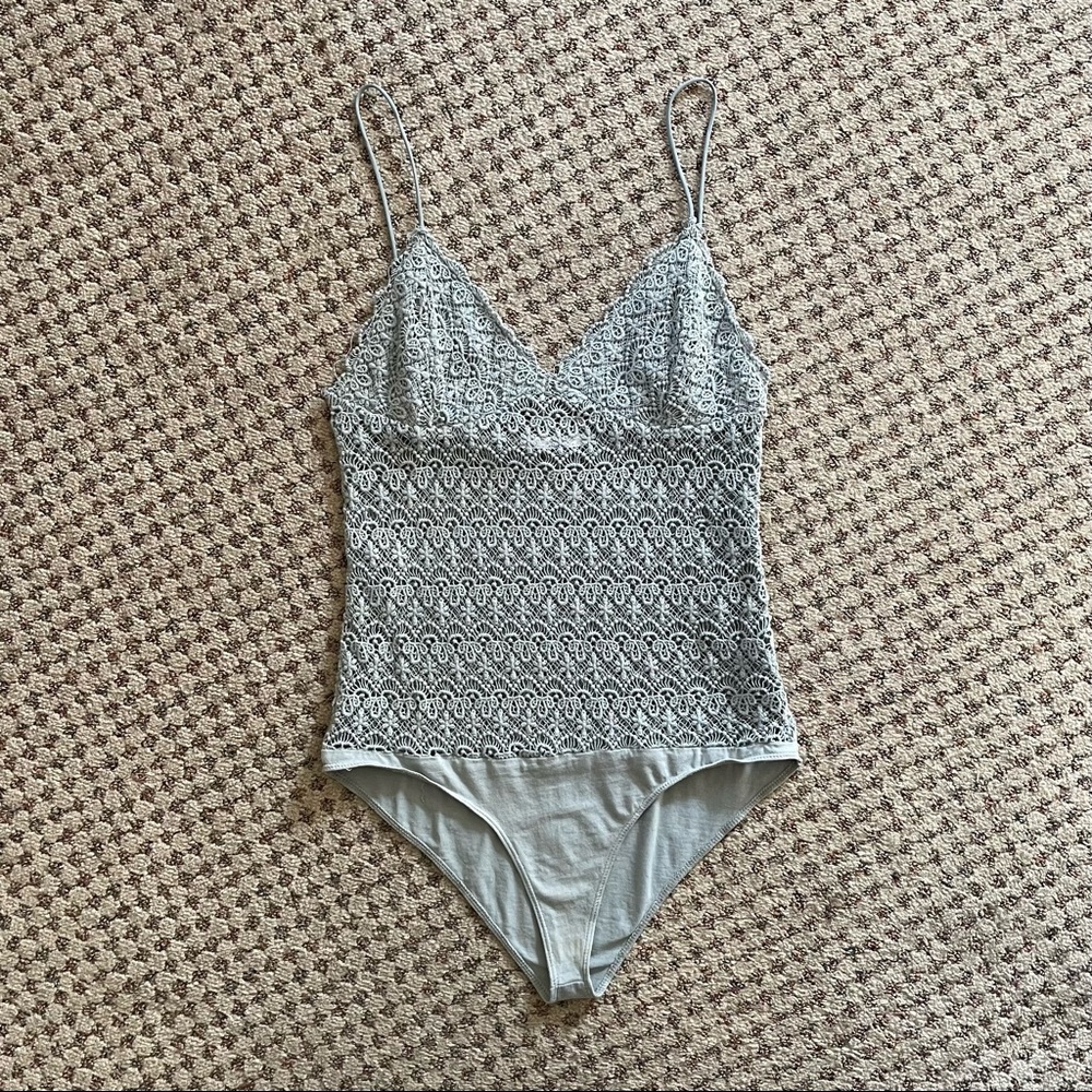zara grey knit lace bodysuit